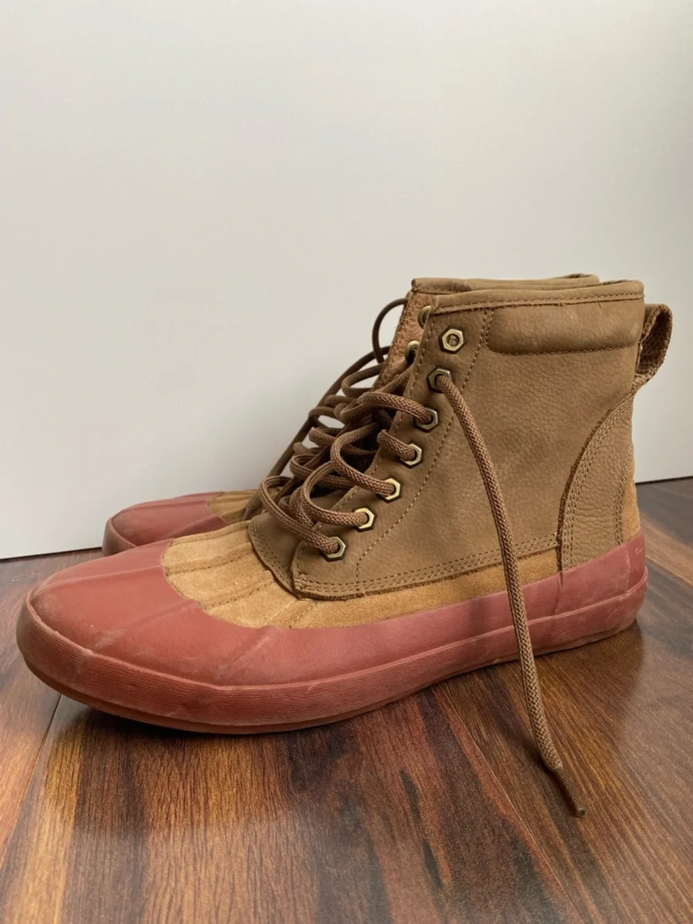 L.L. Bean Bar Harbor Duck Boots Womens 10 Brown Suede Cranberry Rubber Primaloft
